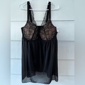 Adore Me Womens Elegant Black Lace Chemise Size 42DDD NWT